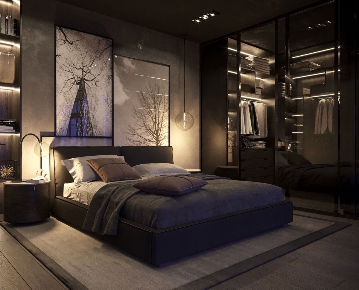 master bedrooms with dark furniture