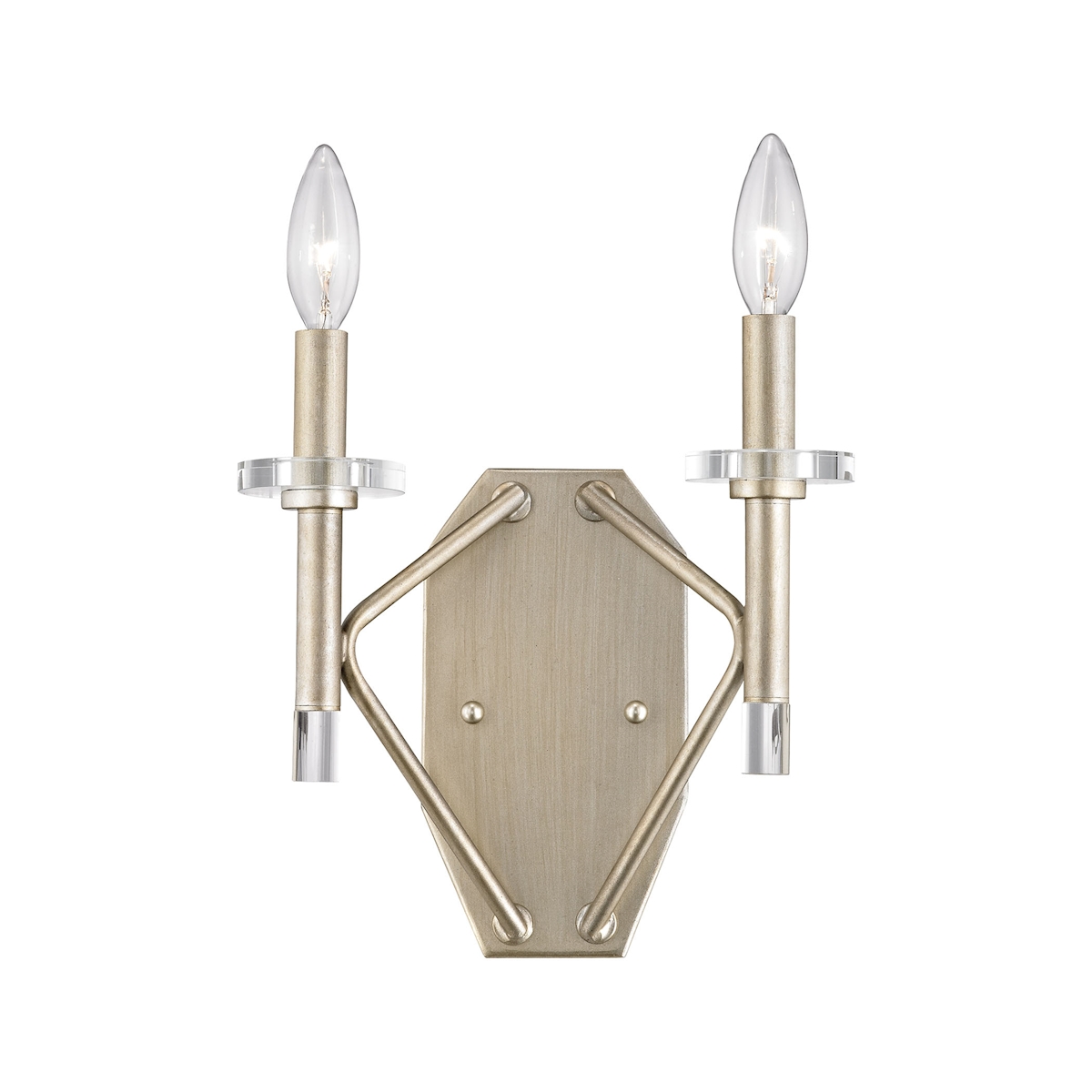 Lacombe 2-Light Wall Lamp in Aged Silver with Clear Glass Accents_EL-81200/2