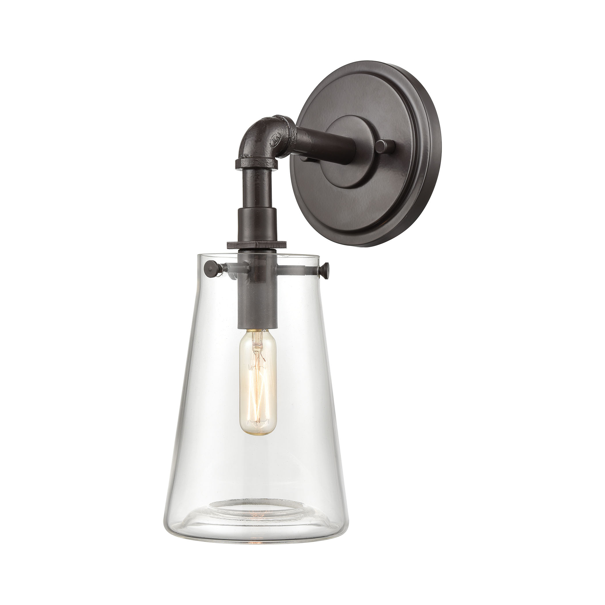 Beaker 1-Light Sconce in Oil Rubbed Bronze with Clear Glass_EL-85230/1