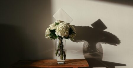 White flowers in a glass vase
