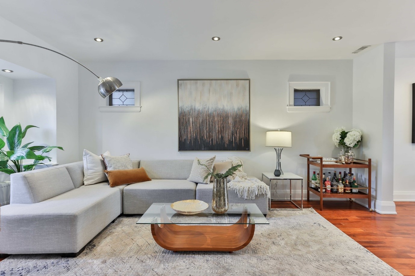 A grey-toned living room